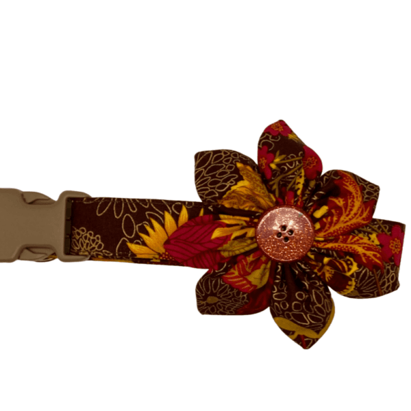 autumn sunflower adjustable dog collar fabric flower