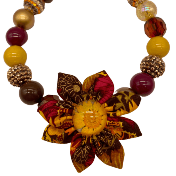 autumn sunflower beaded dog collar