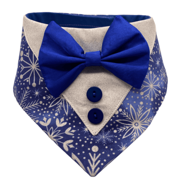 blue snowflake tuxedo bandana