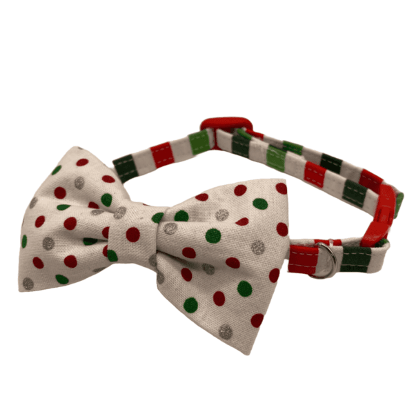 christmas dots & stripes adjustable collar little dogs or cats