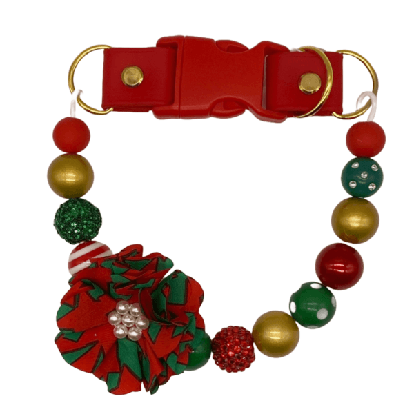 christmas flower beaded dog collar