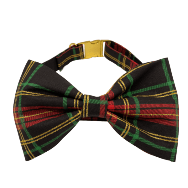 christmas plaid bowtie adjustable dog collar