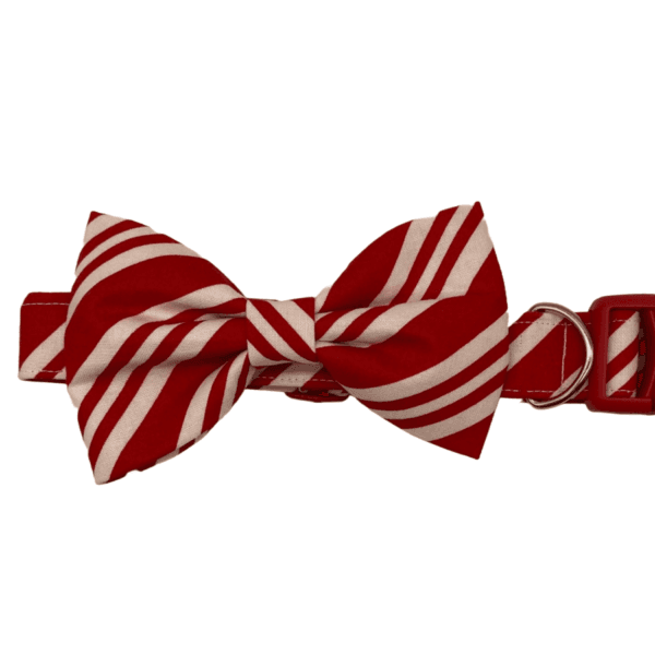 christmas red striped bowtie adjustable dog collar