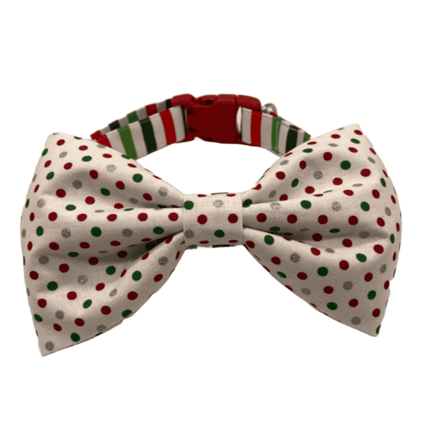 christmas stripes & dots bowtie adjustable dog collar