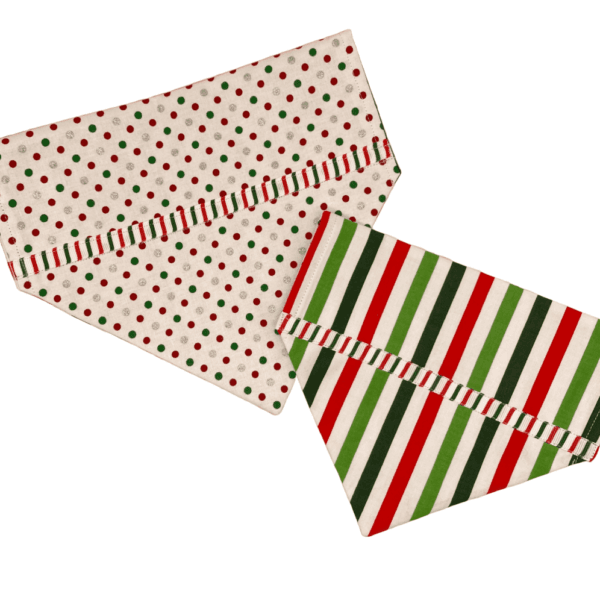 holiday dots & stripes reversible over the collar bandana