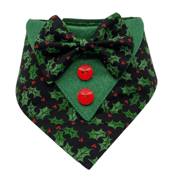 holly green christmas tuxedo bandana