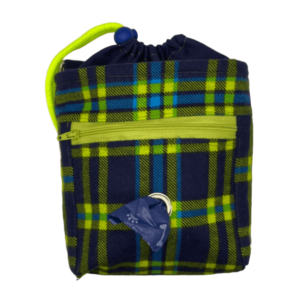 lime navy plaid doggy training bag