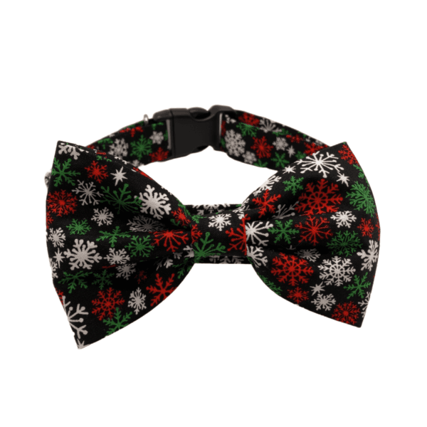 multi colored snowflake bowtie adjustable dog collar