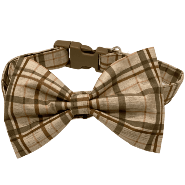 olive plaid dog collar