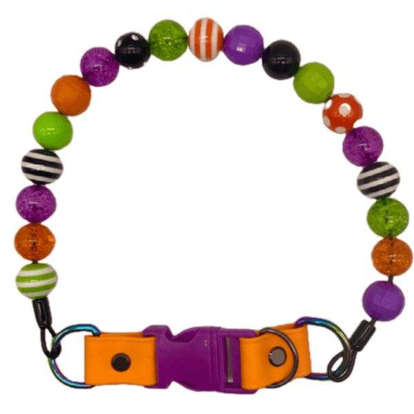 orange purple green beaded dog collar