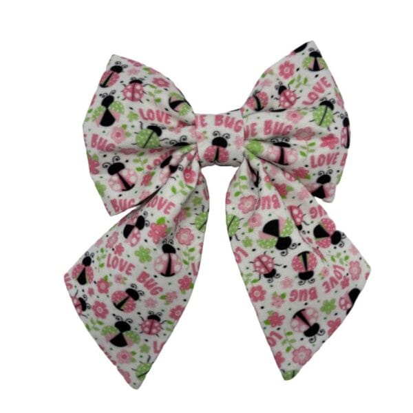 pink lovebug sailor bowtie for little dogs and cats