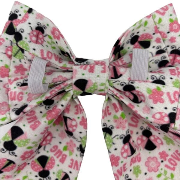 pink lovebug sailor bowtie for little dogs and cats