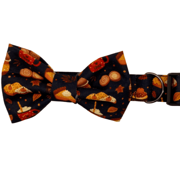 pumpkin spice adjustable dog collar bowtie