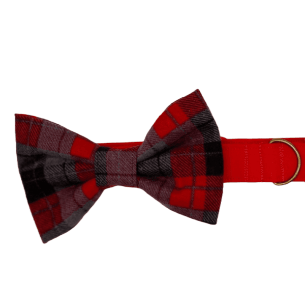 red and gray plaid adjustable dog collar