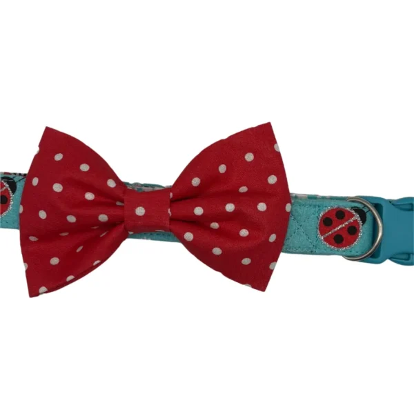 polka dot sparkly ladybug bowtie bougie dog collar