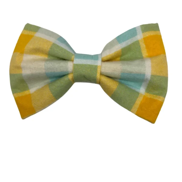 vibrant springtime plaid pet bowtie