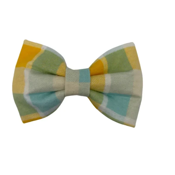 vibrant springtime plaid pet bowtie