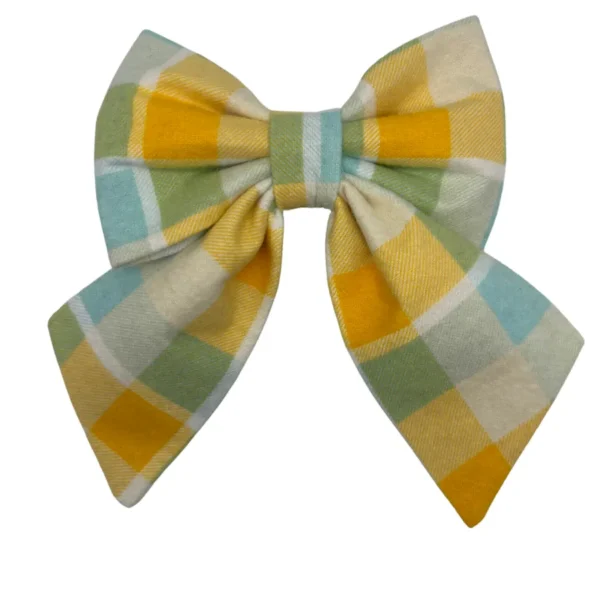 vibrant springtime plaid sailor pet bowtie