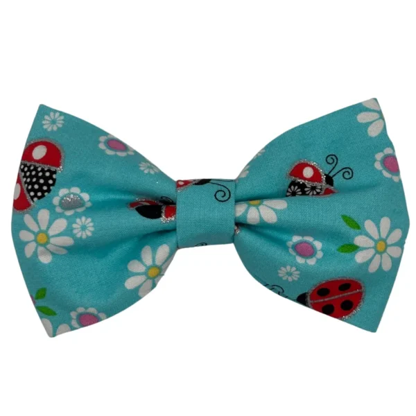 sparkly ladybug blue bowtie for dogs